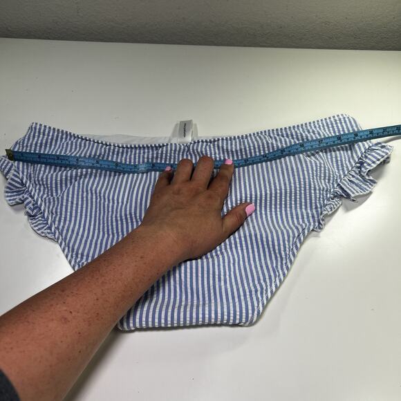 VINEYARD VINES WHITE BLUE SEERSUCKER CLASSIC BIKINI SWIMSUIT BOTTOM SZ 3X - Picture 7 of 8